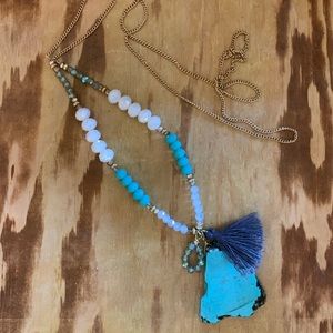 Hand made long turquoise necklace